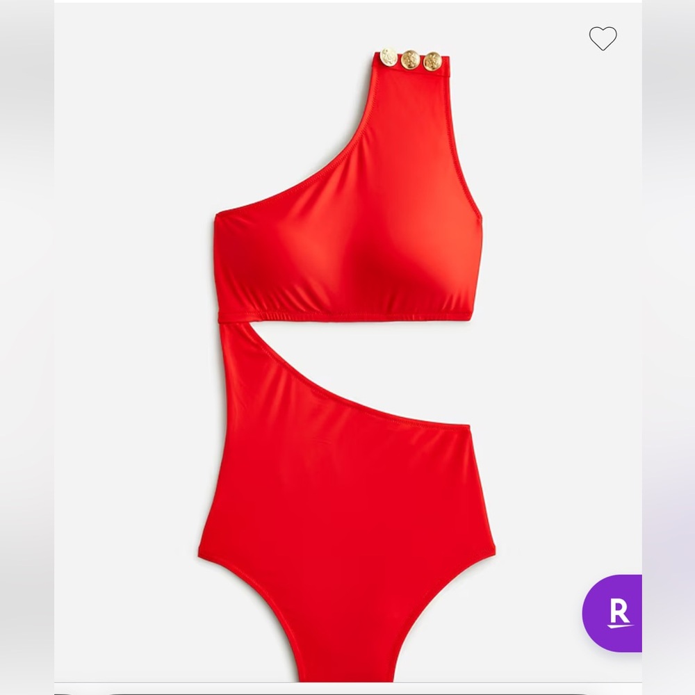 Red One-Shoulder Swimsuit with Gold Accents